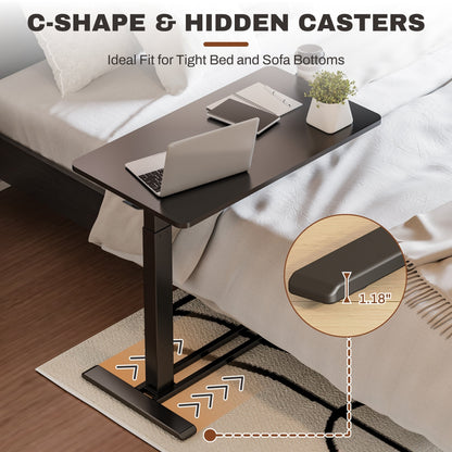 Table d'ordinateur portable mobile FunniHomi 28/32, réglable en hauteur, avec roulettes, blanc/noir, pour lit et canapé