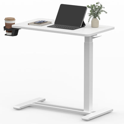 Table d'ordinateur portable mobile FunniHomi 28/32, réglable en hauteur, avec roulettes, blanc/noir, pour lit et canapé