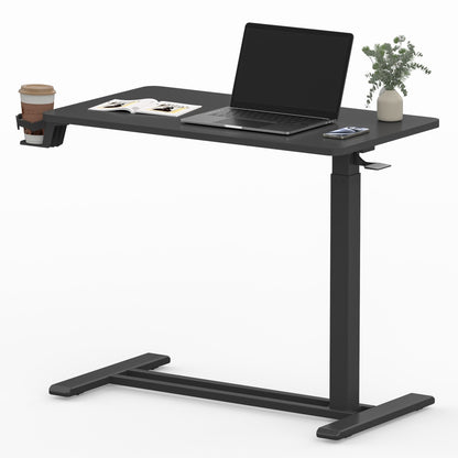 Table d'ordinateur portable mobile FunniHomi 28/32, réglable en hauteur, avec roulettes, blanc/noir, pour lit et canapé