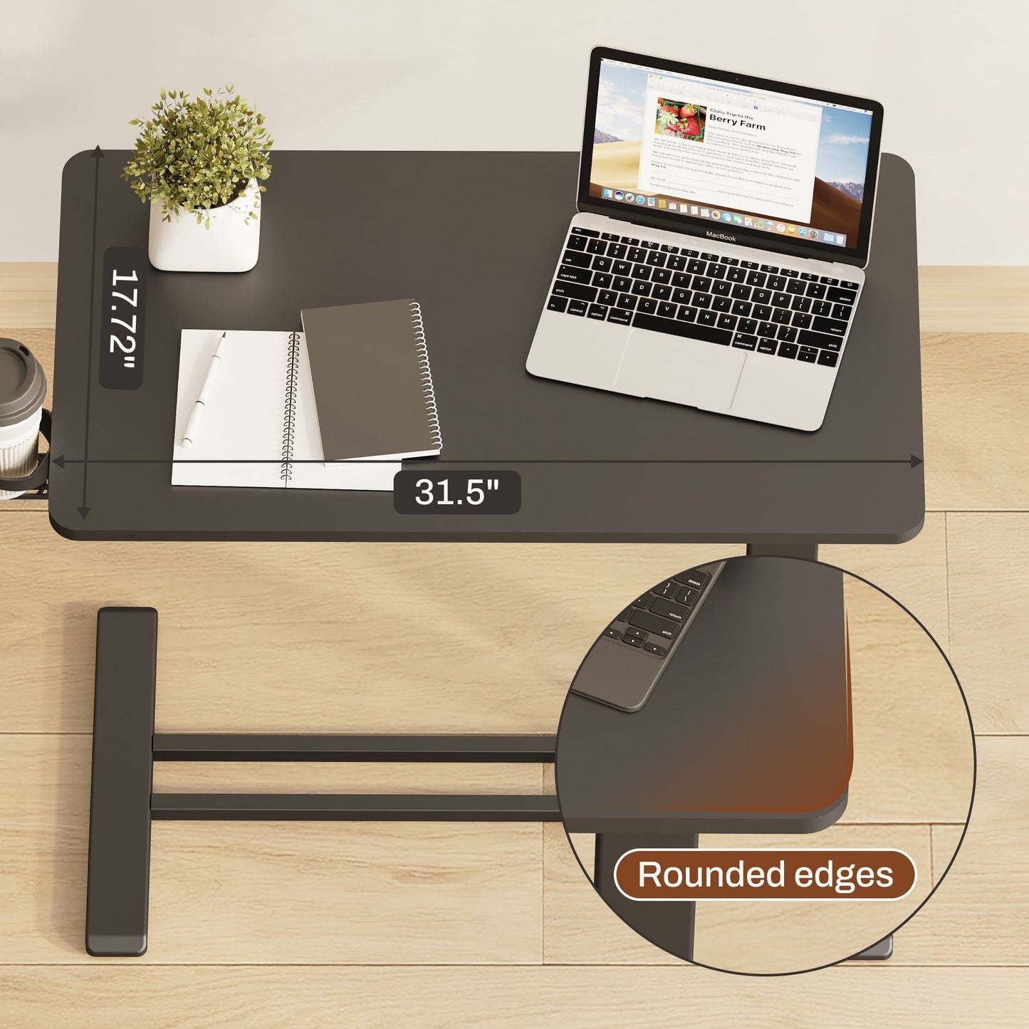 Table d'ordinateur portable mobile FunniHomi 28/32, réglable en hauteur, avec roulettes, blanc/noir, pour lit et canapé