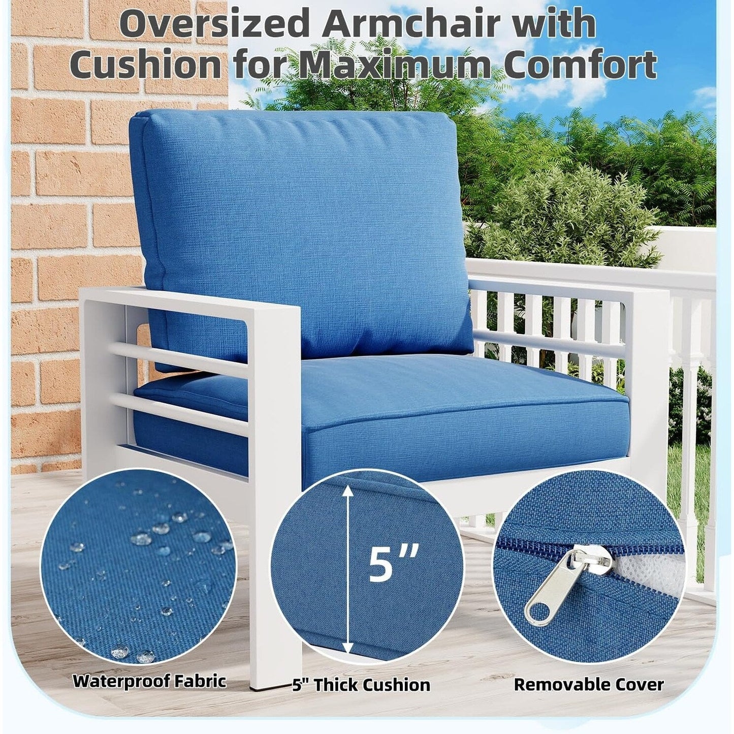 Ensemble de meubles de patio en aluminium AECOJOY 7 pièces Ensemble de conversation d'extérieur