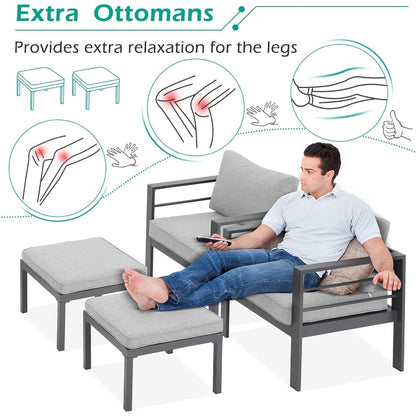 Ensemble de meubles de patio en aluminium AECOJOY 7 pièces Ensemble de conversation d'extérieur