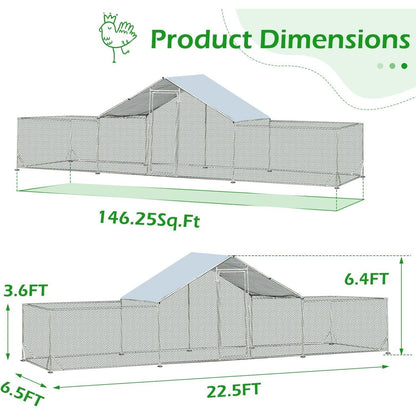 AECOJOY Grand poulailler en métal avec cage à poulets en métal