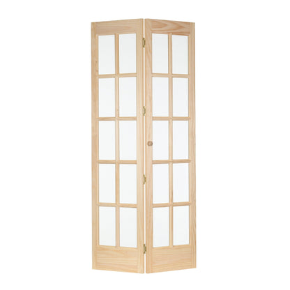 Porte pliante traditionnelle en pin brut AWC de 30 pouces avec verre divisé