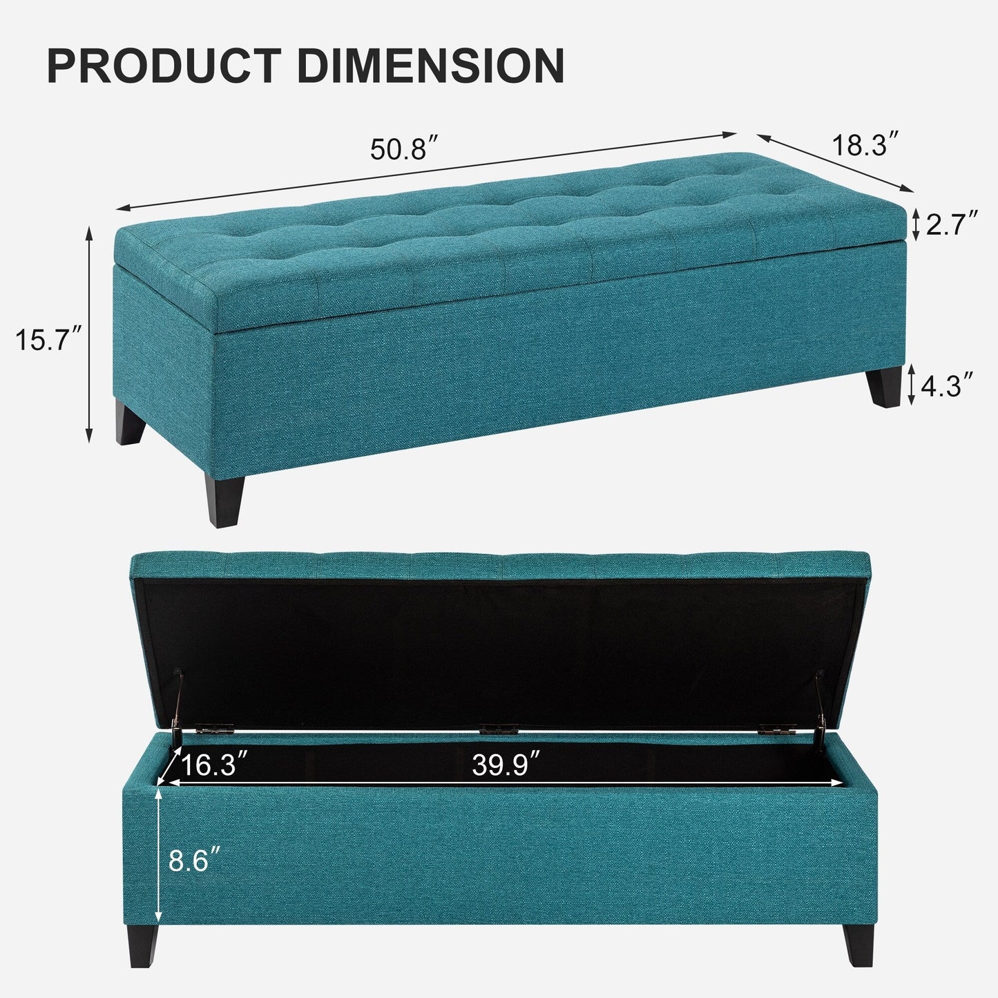 Banc ottoman de rangement en cuir reconstitué Adeco 50
