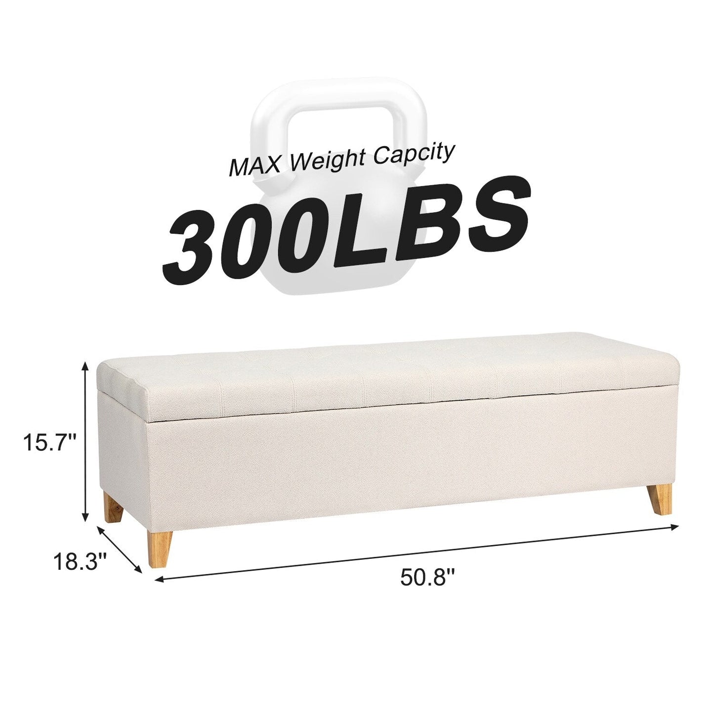 Banc ottoman de rangement en cuir reconstitué Adeco 50