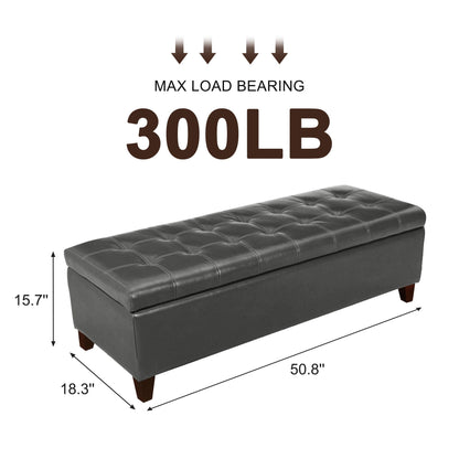 Banc ottoman de rangement en cuir reconstitué Adeco 50