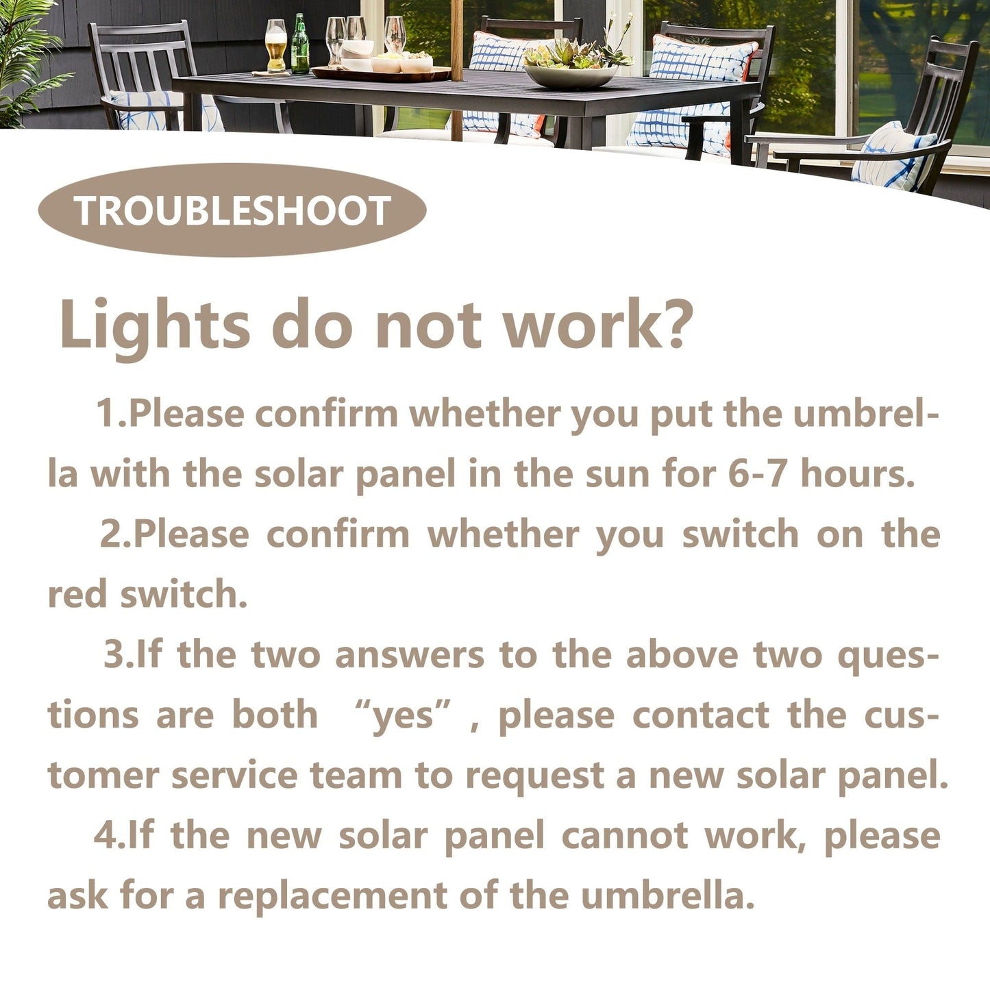 Parasol de terrasse Ainfox de 3 m avec éclairage, parasol solaire d'extérieur sans pied