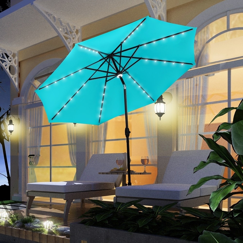 Parasol de terrasse Ainfox de 3 m avec éclairage, parasol solaire d'extérieur sans pied