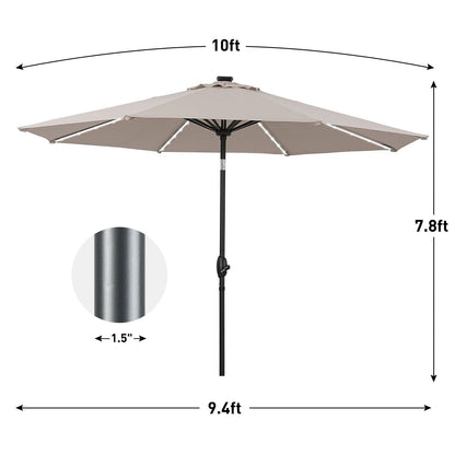 Parasol de terrasse Ainfox de 3 m avec éclairage, parasol solaire d'extérieur sans pied