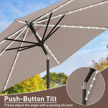 Parasol de terrasse Ainfox de 3 m avec éclairage, parasol solaire d'extérieur sans pied