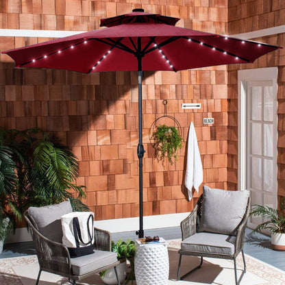 Parasol de terrasse Ainfox de 3 m avec éclairage, parasol solaire d'extérieur sans pied