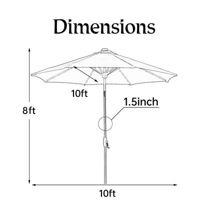 Parasol de terrasse Ainfox de 3 m avec éclairage, parasol solaire d'extérieur sans pied