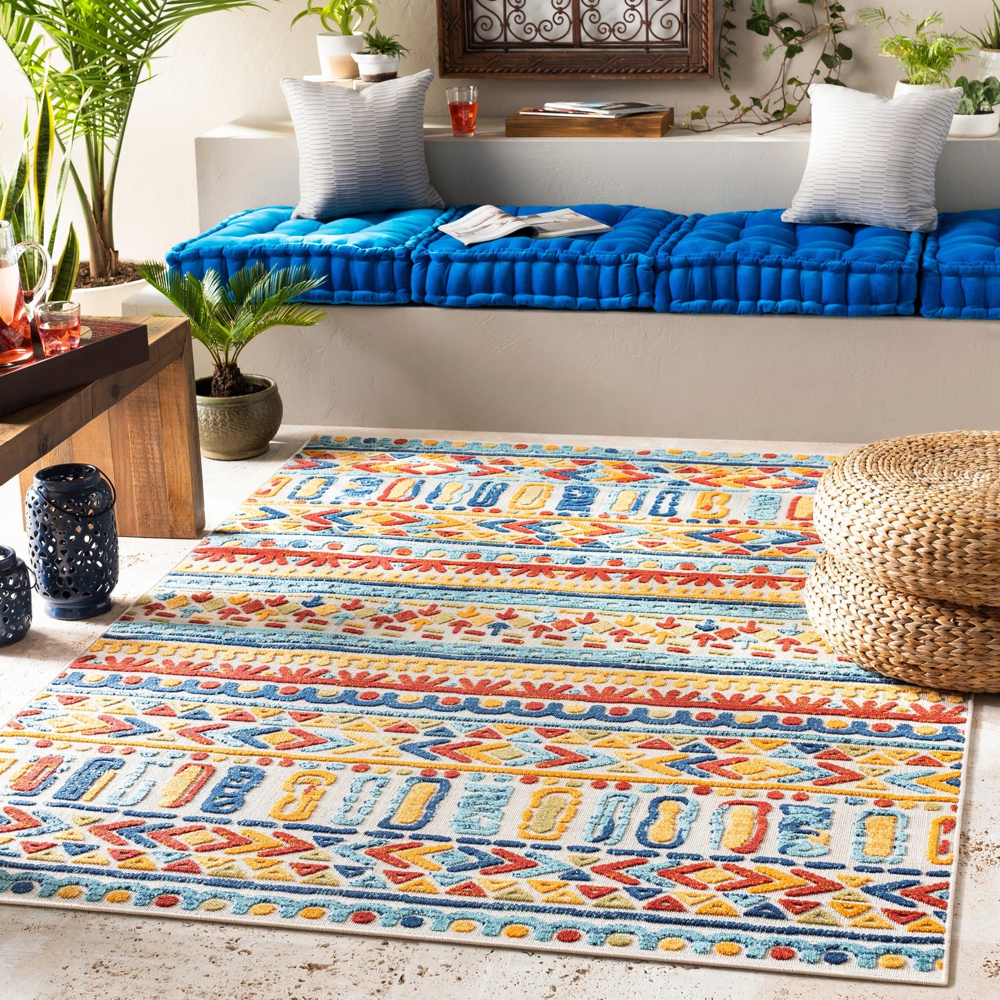 Tapis d'intérieur/extérieur Livabliss Aldine Vibrant Boho