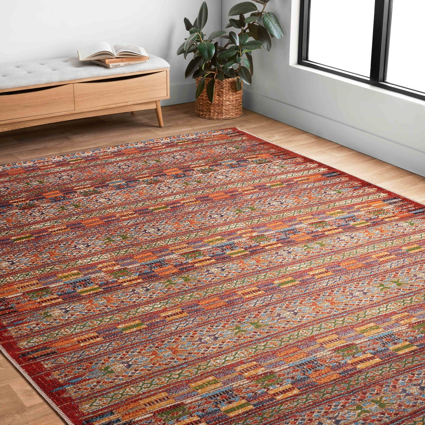 Tapis d'intérieur/extérieur Alexander Home Armanda à motif tribal moderne