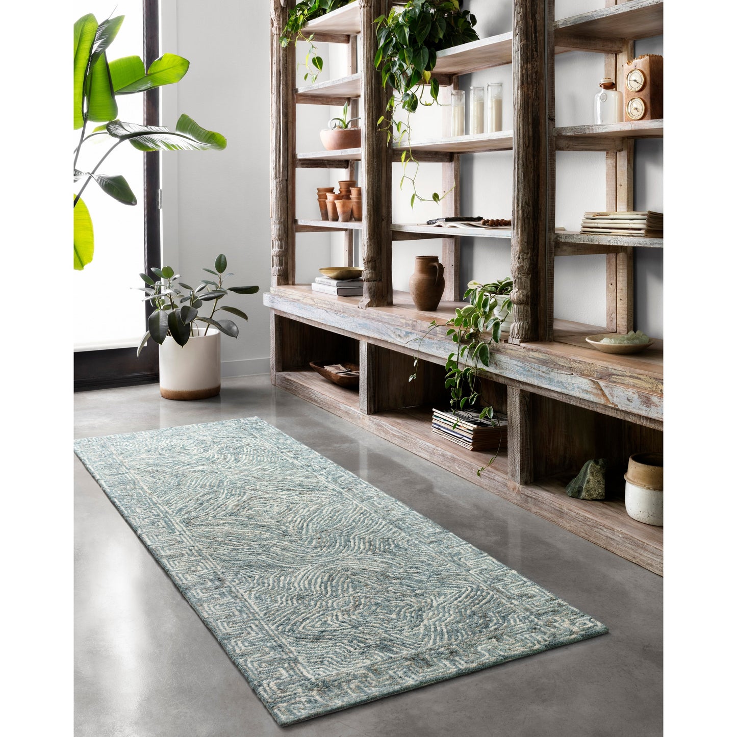 Tapis contemporain Alexander Home Aspen Denim Wool tufté à la main