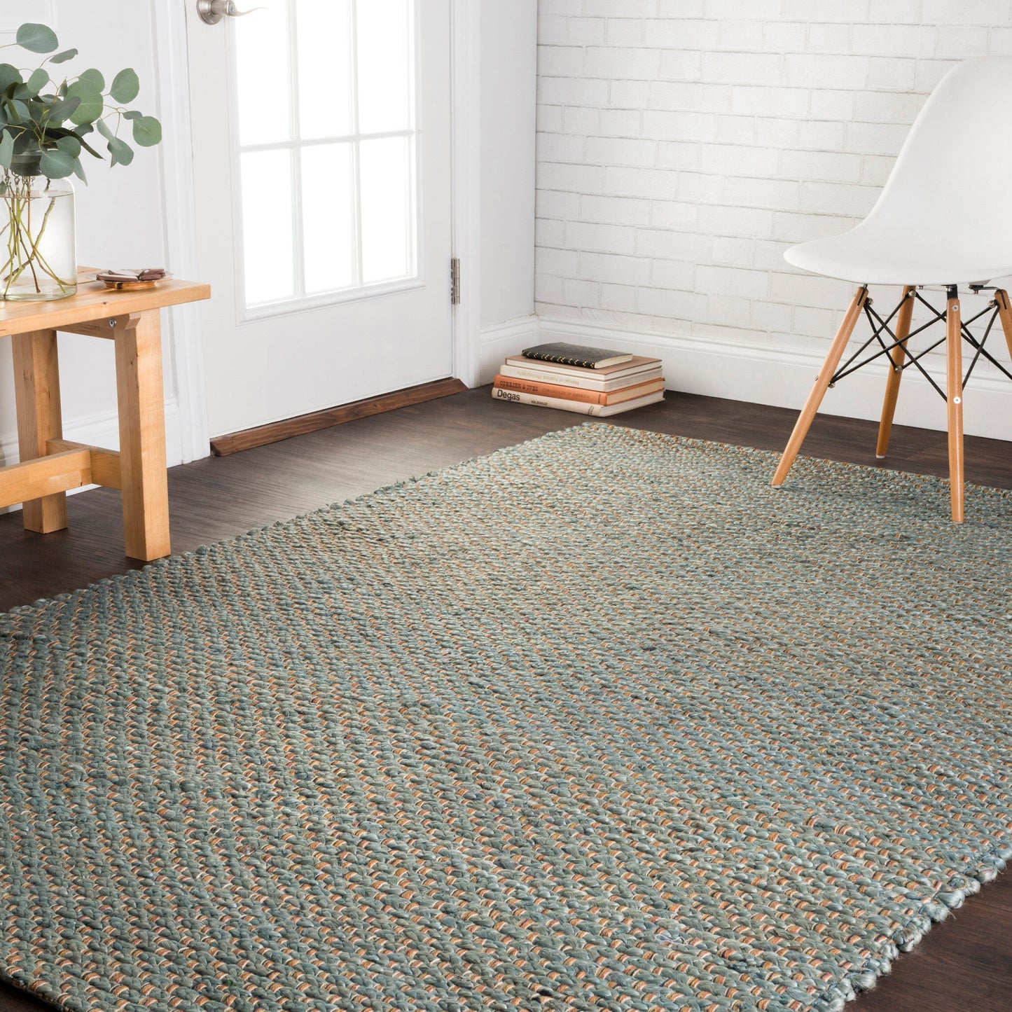 Tapis Alexander Home Farmhouse en jute et cuir tissé à la main