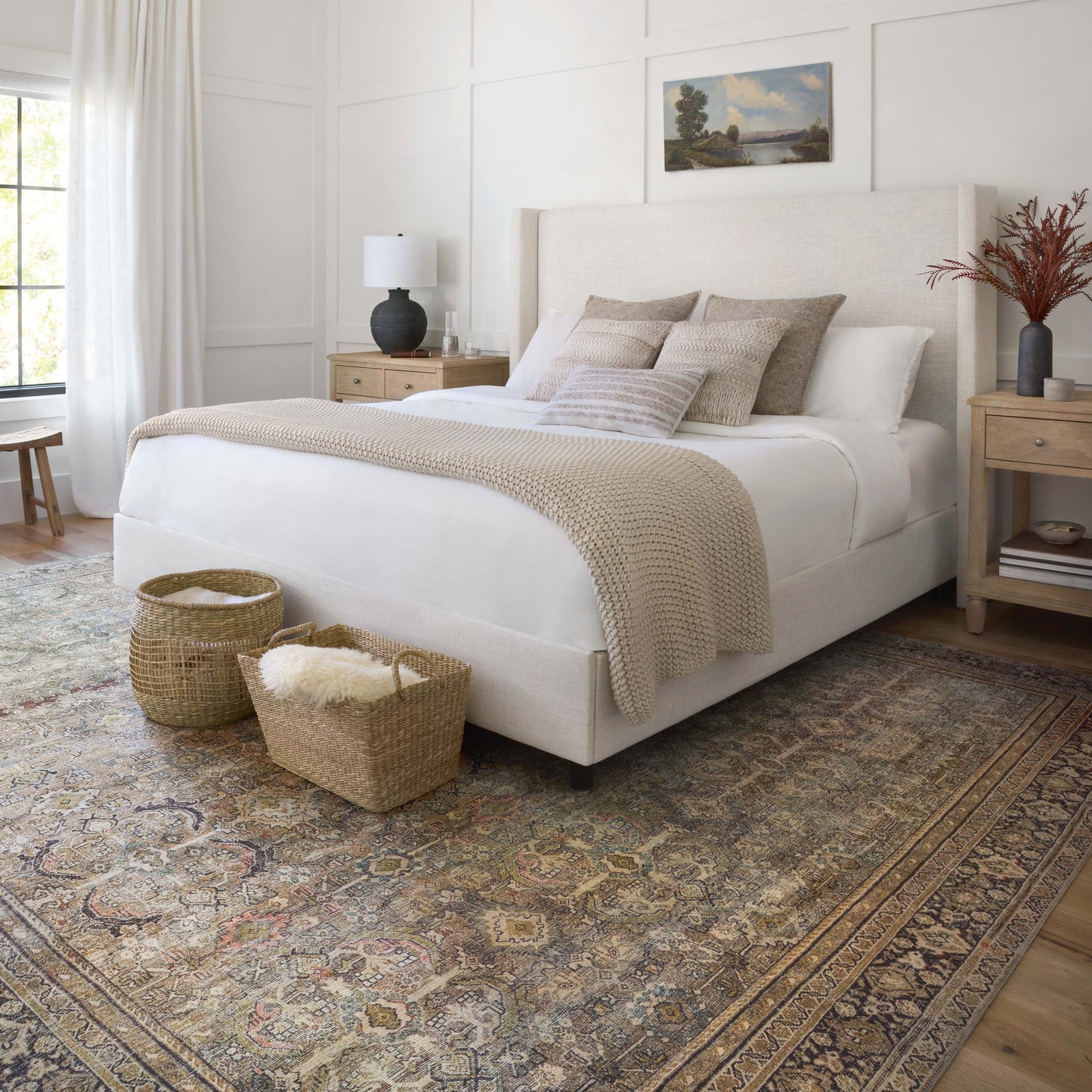 Tapis imprimé à motif oriental Alexander Home Isabelle, tons olive