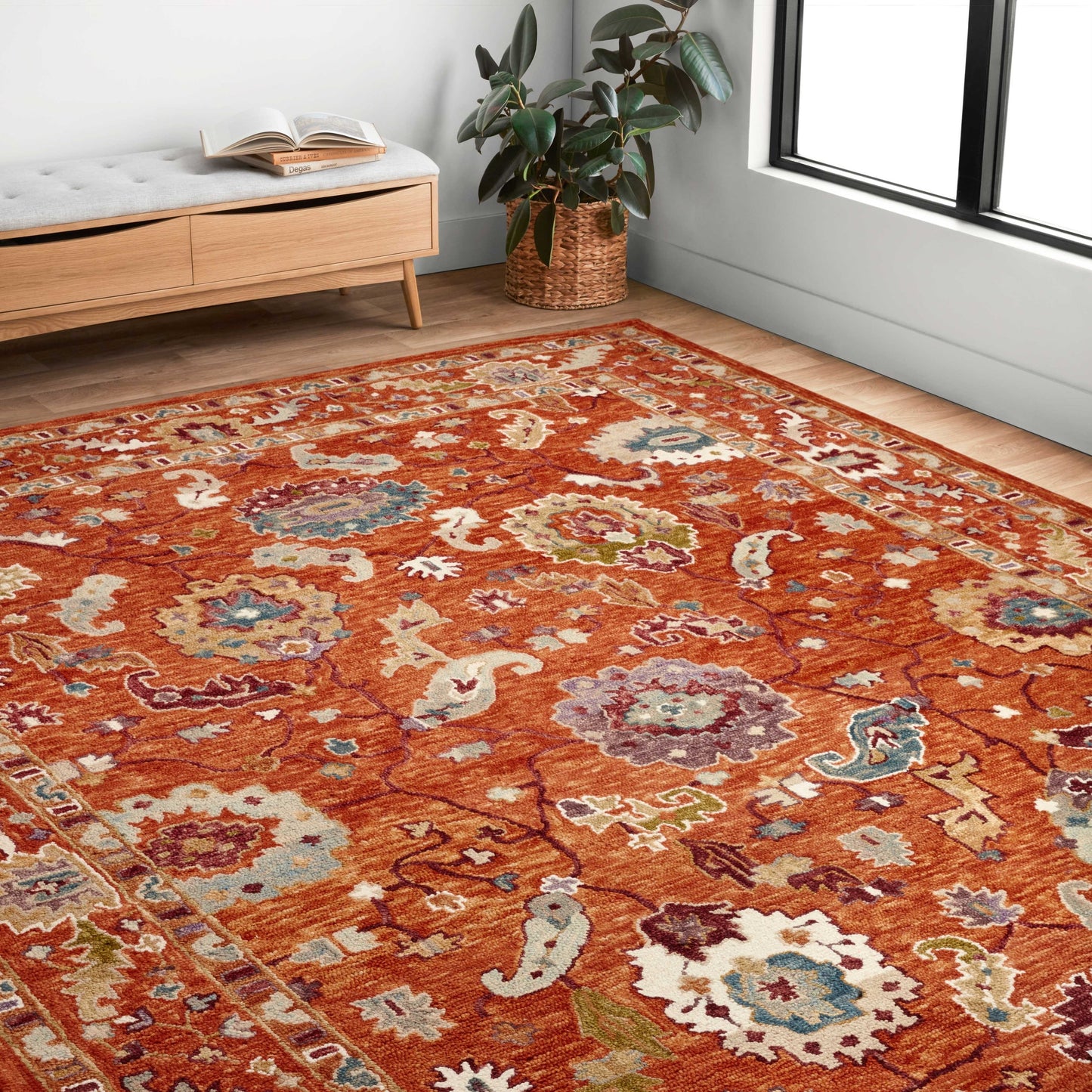Tapis Alexander Home Megan Floral en laine 100 % tissé à la main