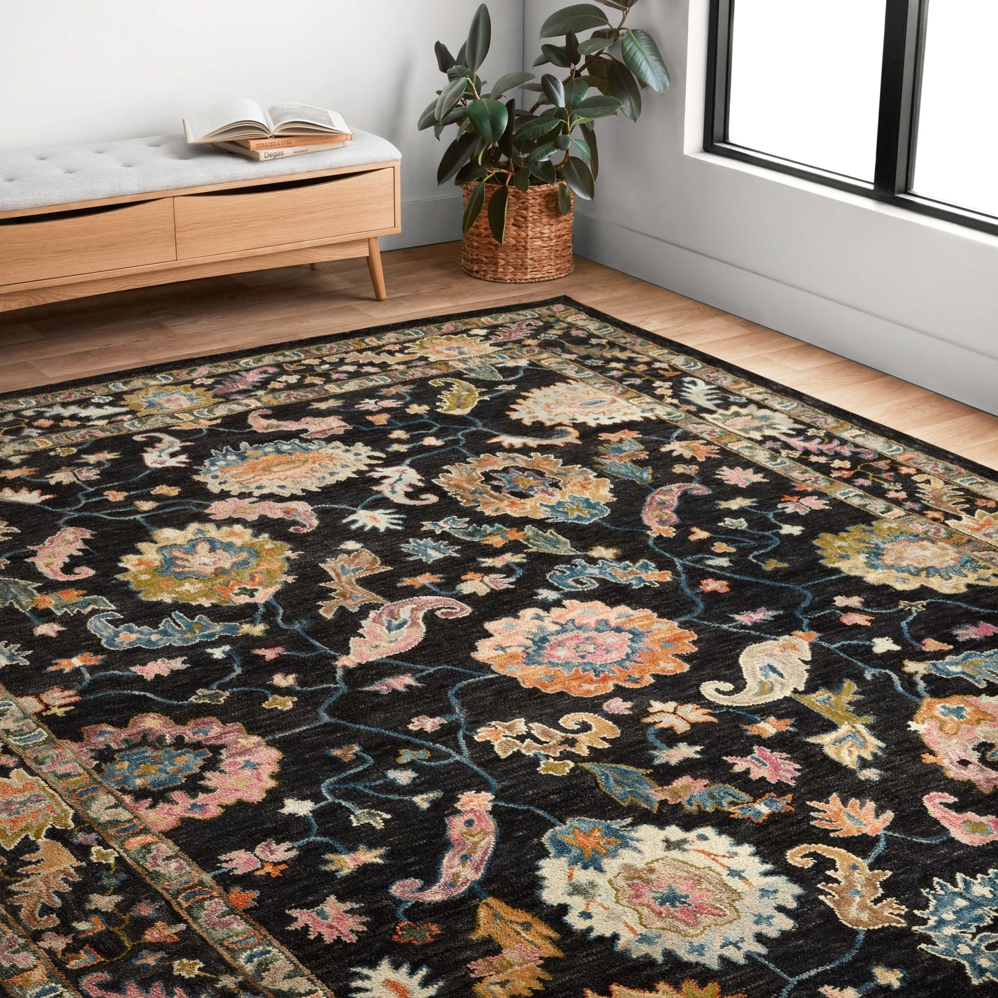 Tapis Alexander Home Megan Floral en laine 100 % tissé à la main