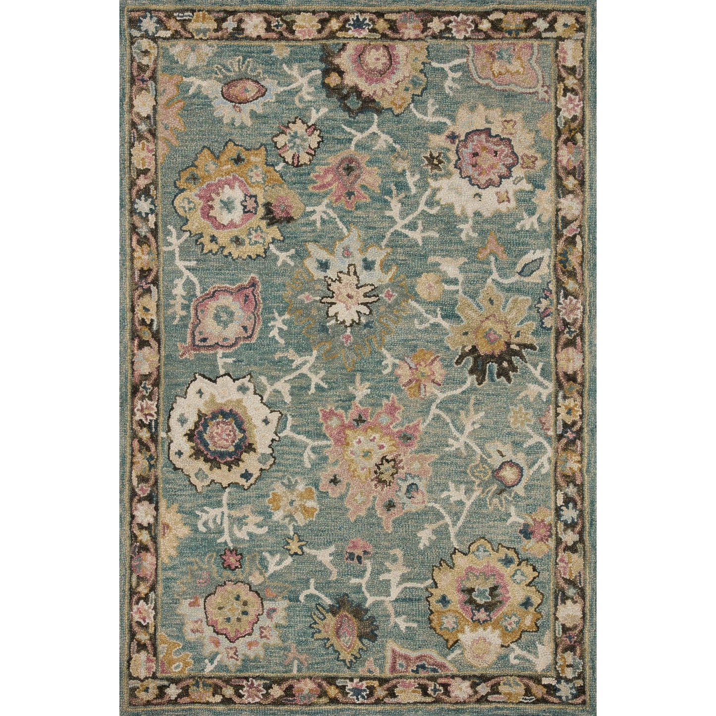 Tapis Alexander Home Megan Floral en laine 100 % tissé à la main