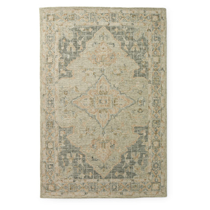 Tapis traditionnel en laine crocheté à la main en mosaïque Alexander Home
