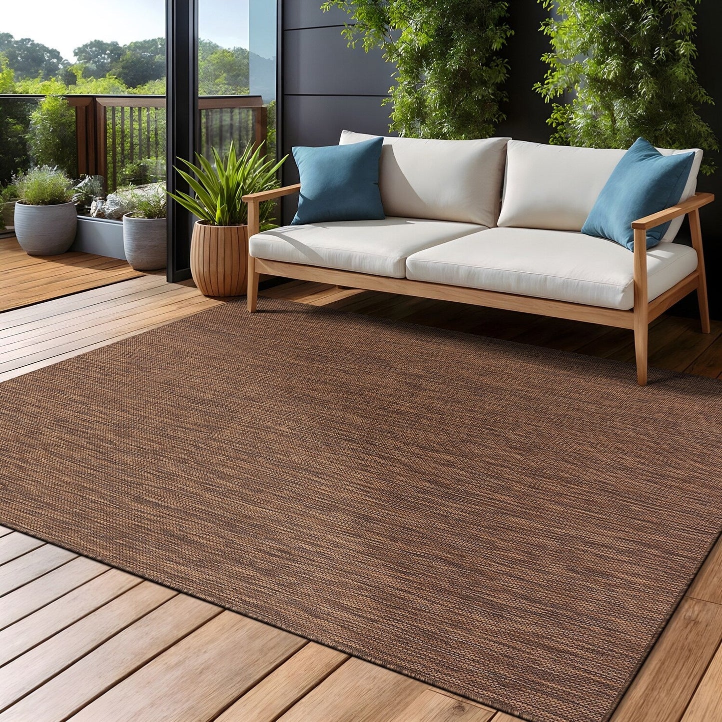 Tapis Aloha lavable uni pour intérieur/extérieur, terrasse, salon
