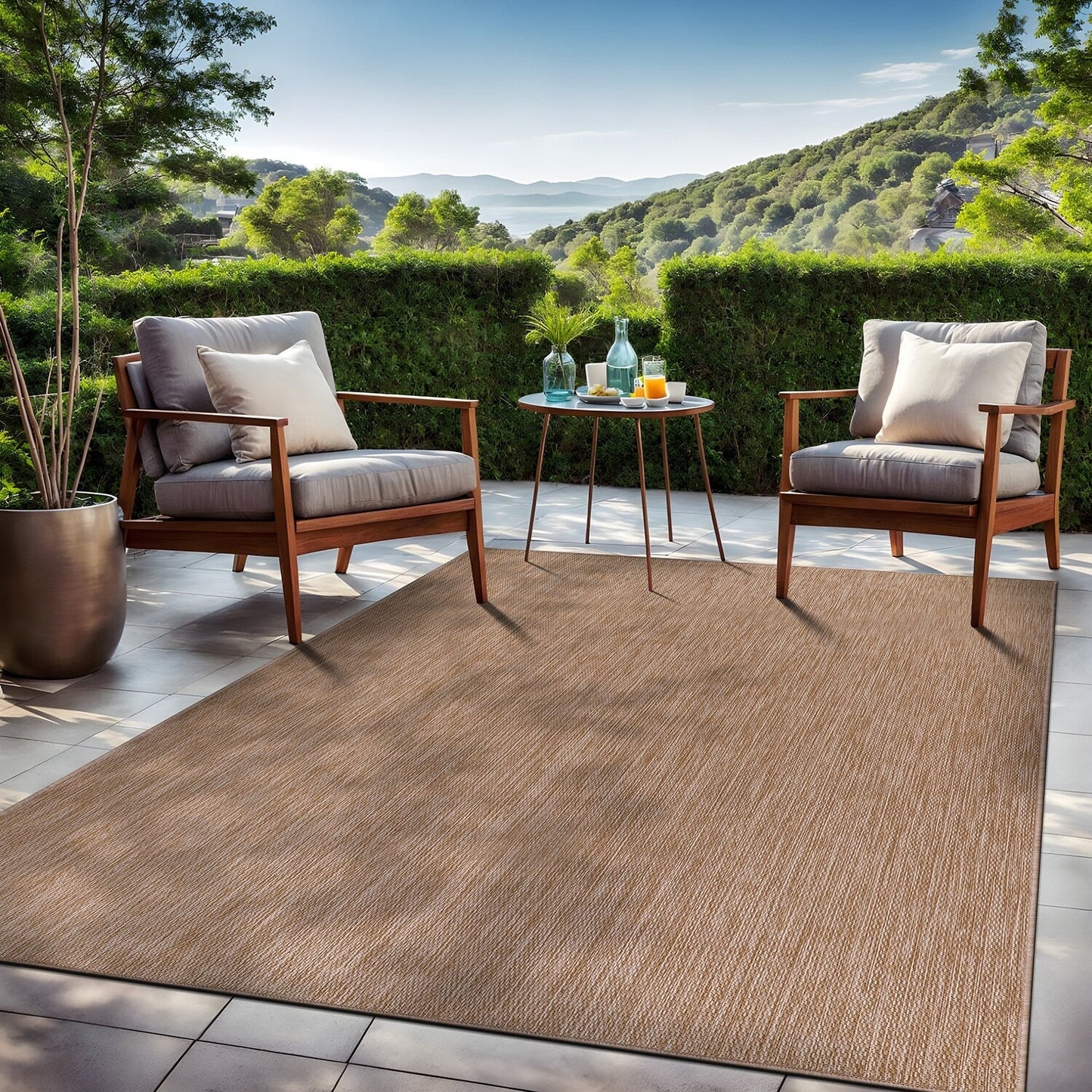 Tapis Aloha lavable uni pour intérieur/extérieur, terrasse, salon
