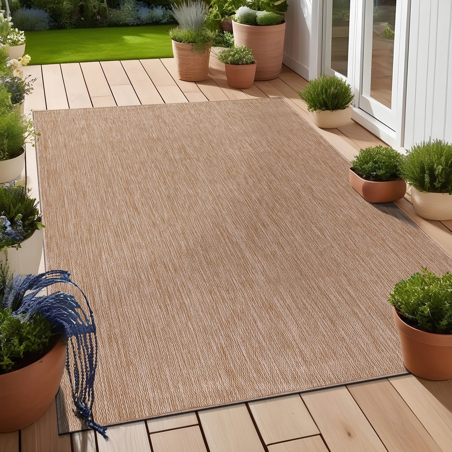 Tapis Aloha lavable uni pour intérieur/extérieur, terrasse, salon