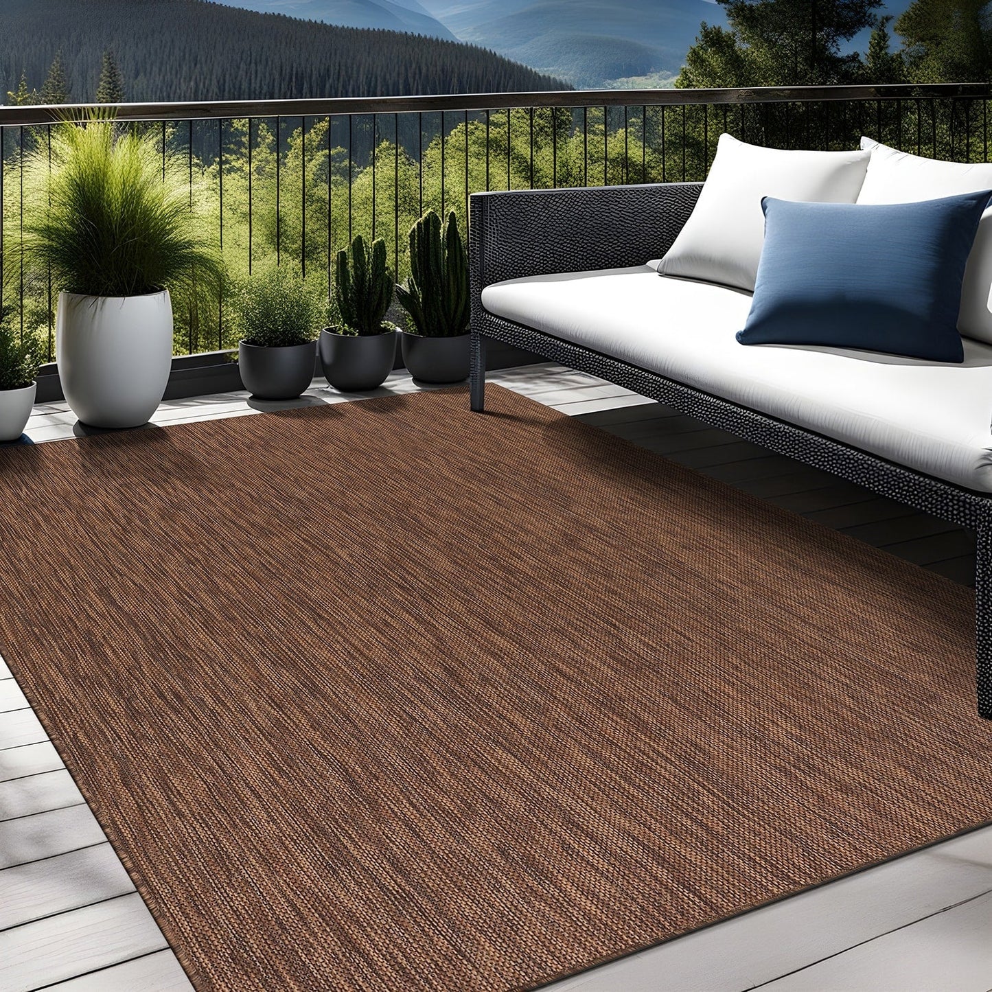 Tapis Aloha lavable uni pour intérieur/extérieur, terrasse, salon