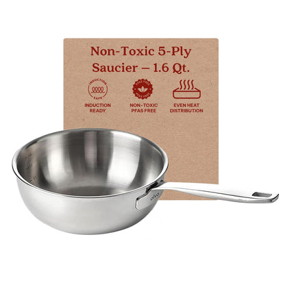 Saucière Alva Maestro en acier inoxydable 5 plis - 1,6 pinte. Non toxique