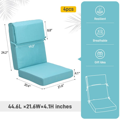 Lot de 4 coussins de chaise à dossier haut Aoodor Patio, 46 ​​x 21 x 4 pouces (coussins uniquement)