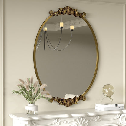 Miroir mural ovale vintage baroque orné