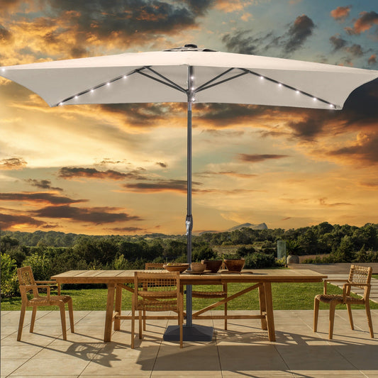 Parasol de marché de terrasse BONOSUKI 1,8 x 2,7 m avec éclairage LED et bouton d'inclinaison