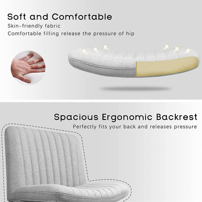 Chaise de bureau pivotante moderne BOSSIN Criss Cross Chair sans accoudoirs et sans roulettes, rembourrée en tissu.