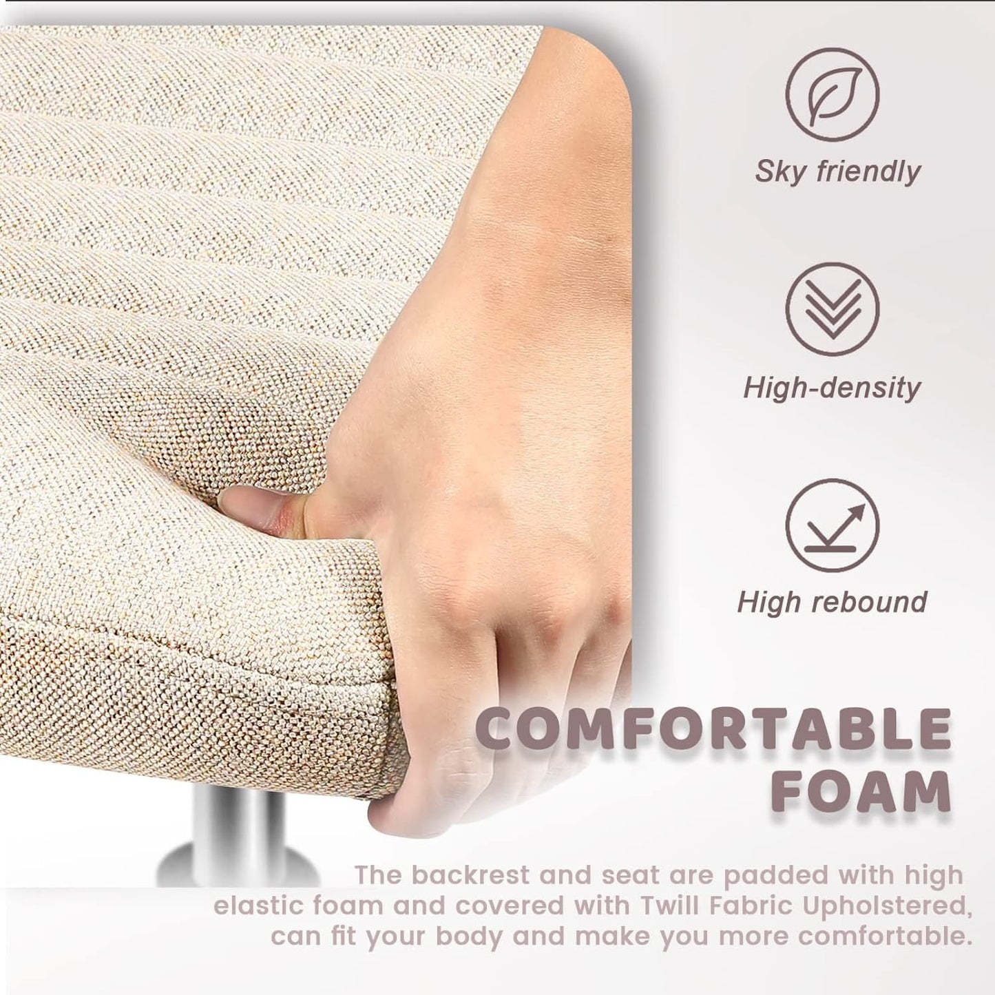 Chaise de bureau pivotante moderne BOSSIN Criss Cross Chair sans accoudoirs et sans roulettes, rembourrée en tissu.