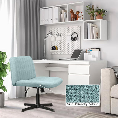 Chaise de bureau pivotante moderne BOSSIN Criss Cross Chair sans accoudoirs et sans roulettes, rembourrée en tissu.