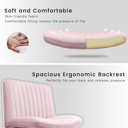 Chaise de bureau pivotante moderne BOSSIN Criss Cross Chair sans accoudoirs et sans roulettes, rembourrée en tissu.