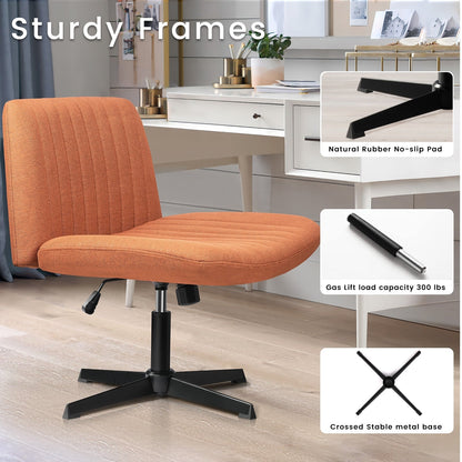 Chaise de bureau pivotante moderne BOSSIN Criss Cross Chair sans accoudoirs et sans roulettes, rembourrée en tissu.