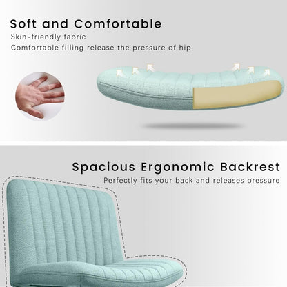 Chaise de bureau pivotante moderne BOSSIN Criss Cross Chair sans accoudoirs et sans roulettes, rembourrée en tissu.