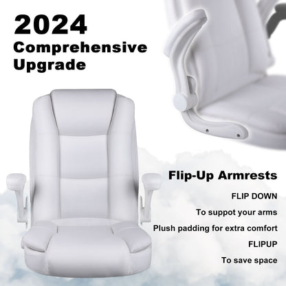 Fauteuil de bureau BOSSIN pour personnes de grande taille, ergonomique, à dossier haut, réglable en hauteur, en cuir, avec accoudoirs rembourrés et relevables.