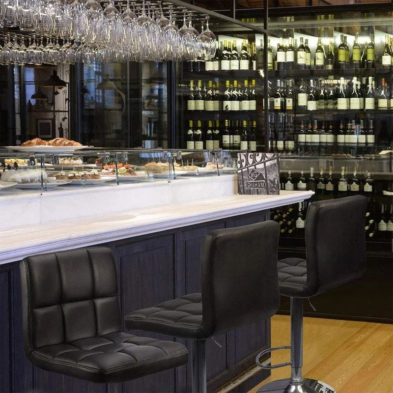 Tabourets de bar pivotants sans accoudoirs, réglables, en cuir PU, lot de 2