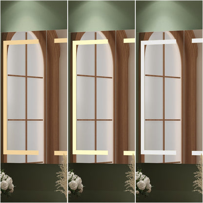 Armoire à pharmacie de salle de bain avec miroir LED antibuée 6 000 K, armoire murale blanche