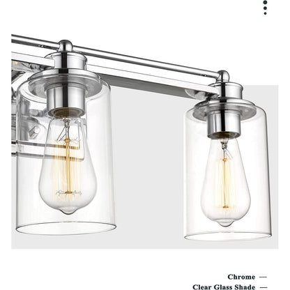 Applique murale pour salle de bain, lampe à placer au-dessus du miroir avec abat-jour en verre transparent