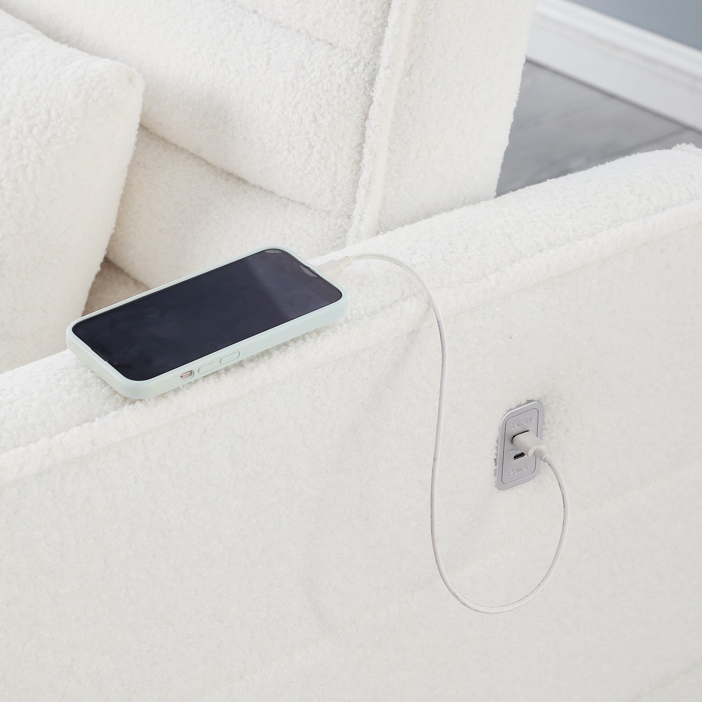 Canapé-lit convertible Boucle beige 55,12 pouces avec dossier réglable et 2 coussins de taille pour le salon