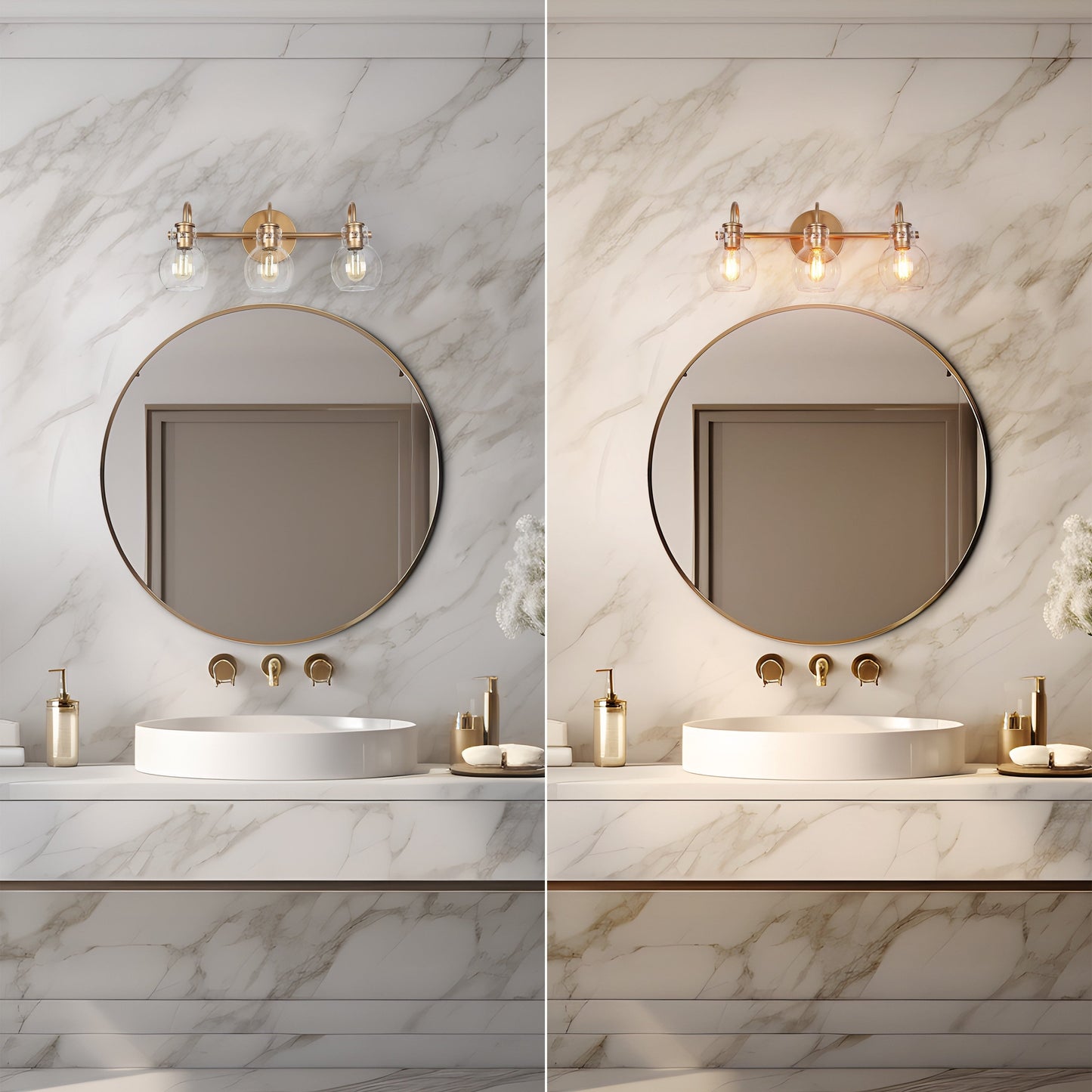 Applique murale moderne en verre à 2/3/4/5 lumières pour salle de bain, design minimaliste