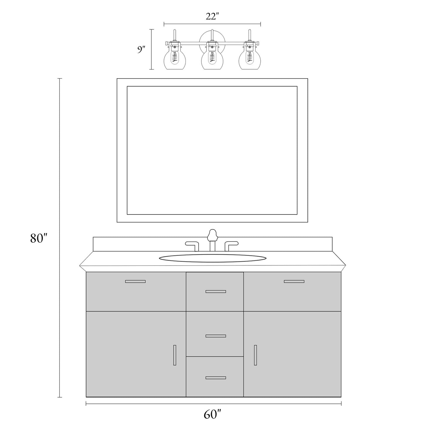 Applique murale moderne en verre à 2/3/4/5 lumières pour salle de bain, design minimaliste