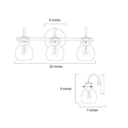 Applique murale moderne en verre à 2/3/4/5 lumières pour salle de bain, design minimaliste