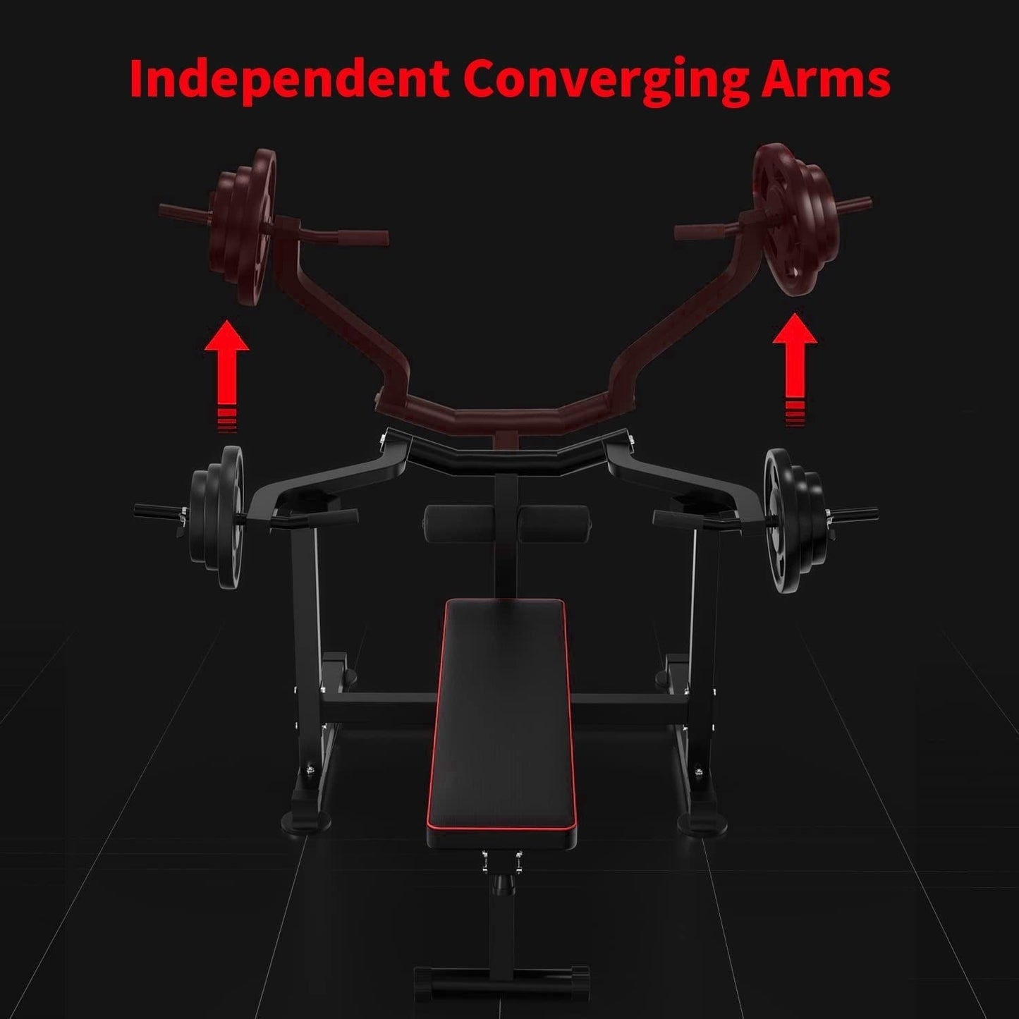Machine de développé couché Zenova avec bras convergents indépendants et support d'haltères