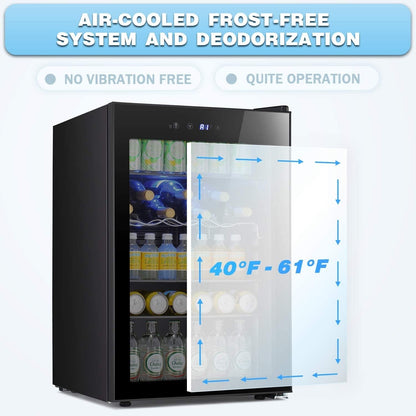 Cave à vin de 4,4 pi³ avec éclairage LED et boutons tactiles, étagères amovibles, moins de 38 dB